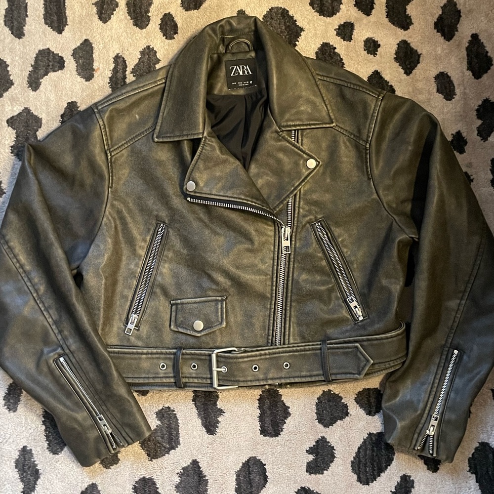 Zara Vegan Leather Moto/Biker Jacket